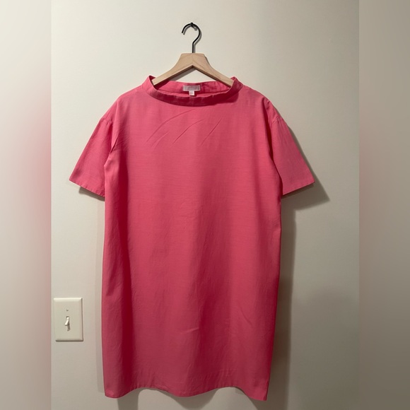 COS Coral Pink Mock Neck Casual Shift Dress Size 6 - Picture 3 of 8